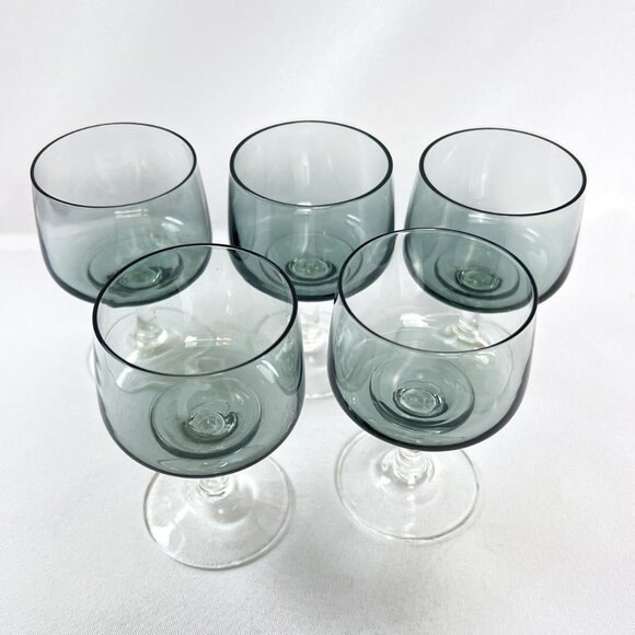 Holmegaard Port Liquor Vintage Glassware 1960s Atlantic Smoke Denmark Set of 5 - Picture 3 of 9